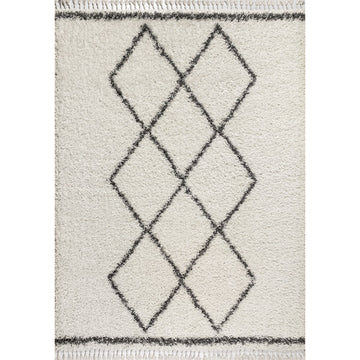Beautiful mercer Shag Plush Tassel Moroccan Tribal Geometric Trellis Area Rug